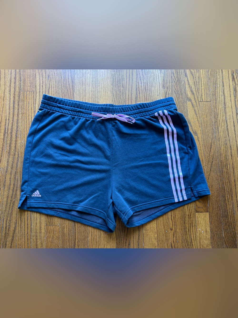 adidas Women’s Blue Shorts with Pink Trim and Drawstring size 3XL